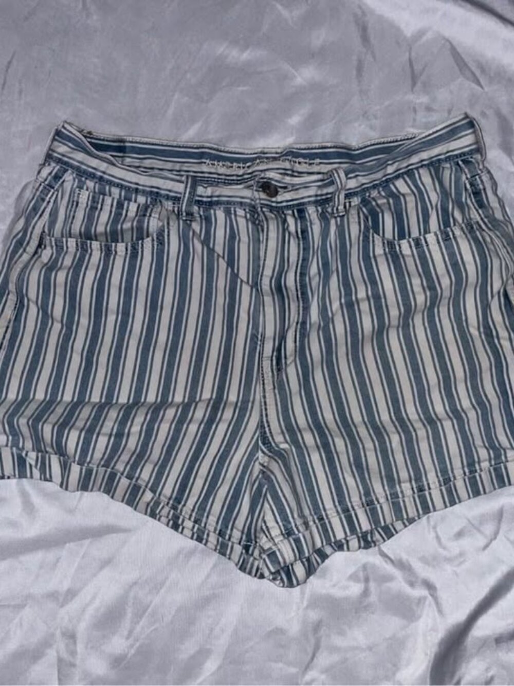 American Eagle Striped Denim Shorts, Size 12